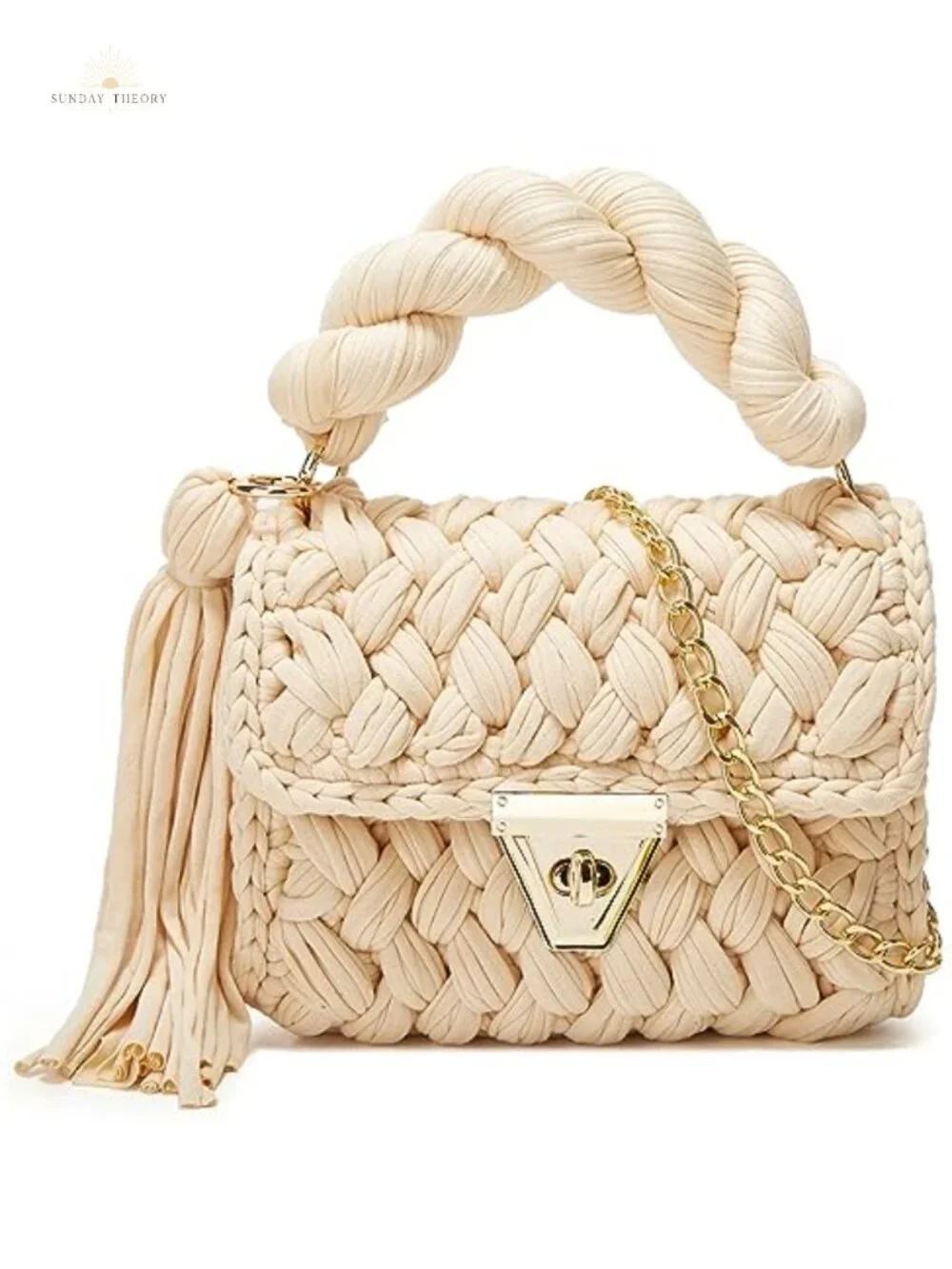 Handwoven Knit Crochet Tote Purse Crossbody Bag for Women - Chunky Yarn Evening